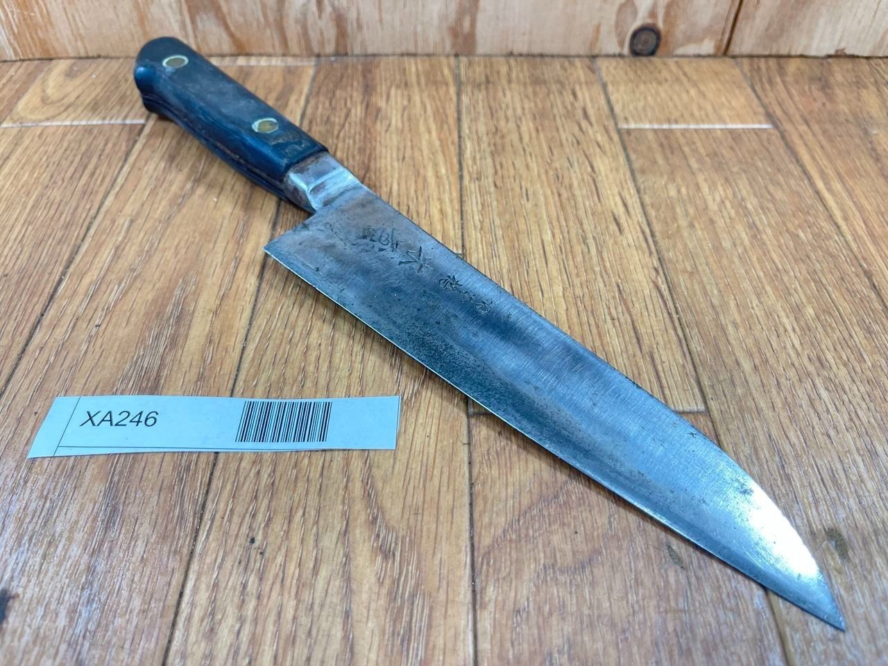 DAMAGED Japanese Chef's Kitchen Knife SANTOKU Vintage KIYA Japan 167/297mm XA246