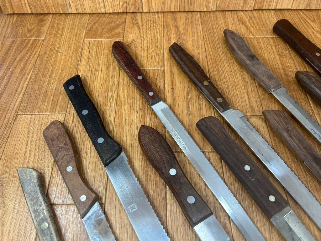Damaged Lot of Japanese Chef's Kitchen Knives Bread set from Japan CA118
