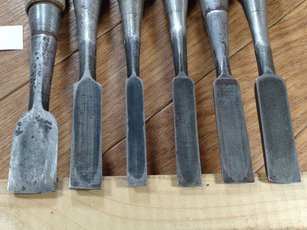 Japanese vintage chisel tataki Nomi Japan Signed Old 21.15.14.13.12.8mm GG343