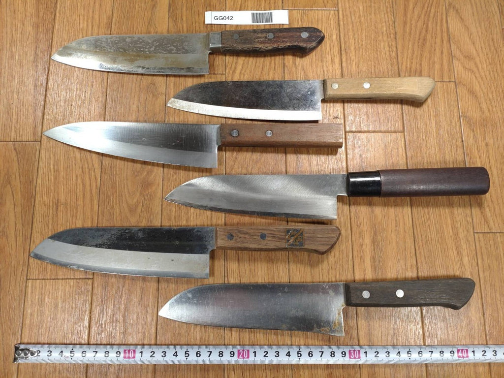 Damaged Lot of Japanese Chef's Kitchen Knives hocho set from Japan GG042