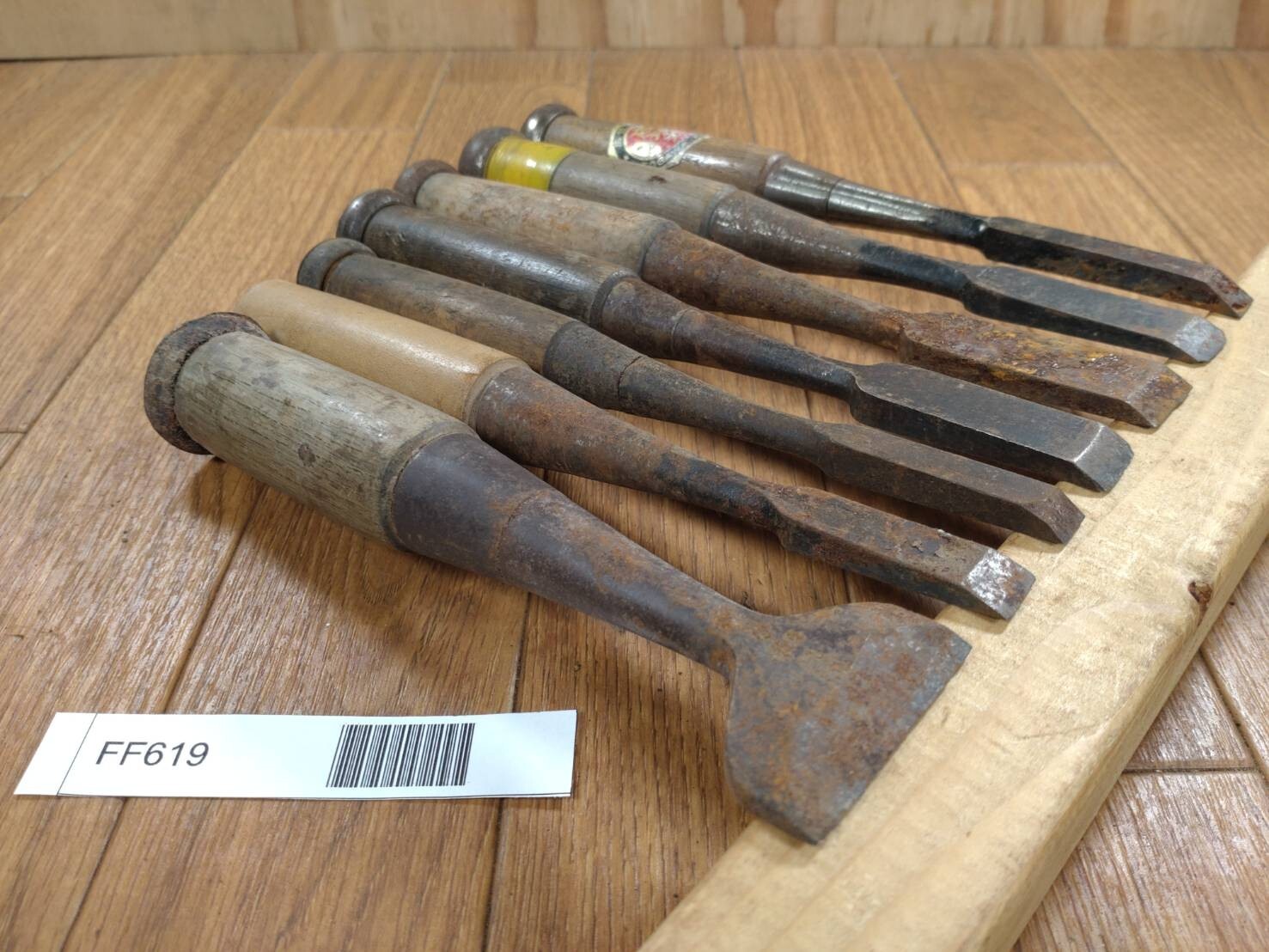 BROKEN DAMAGED Japanese vintage chisel Nomi 41.17.14.14.12.10.9mm FF619