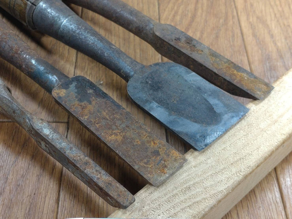 BROKEN DAMAGED Japanese vintage chisel Nomi 6.14.23.41mm HH299