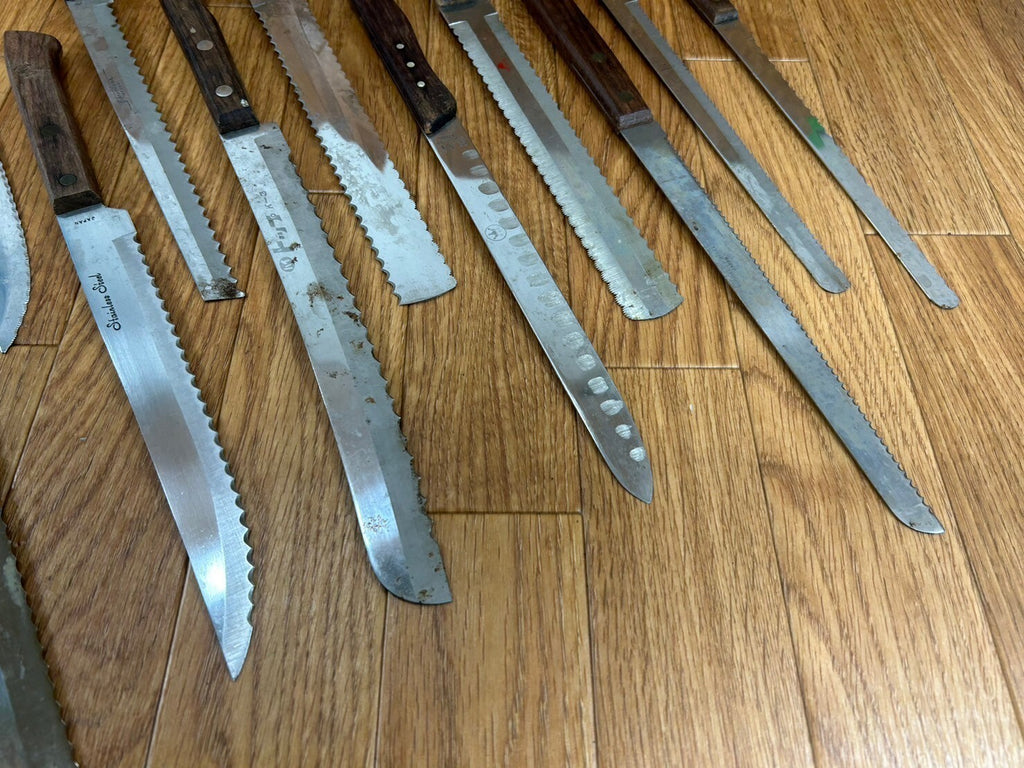 Damaged Lot of Japanese Chef's Kitchen Knives Bread set from Japan CA118