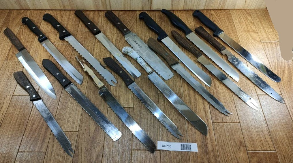 Damaged Lot of Japanese Chef's Kitchen Knives Bread set from Japan UU785