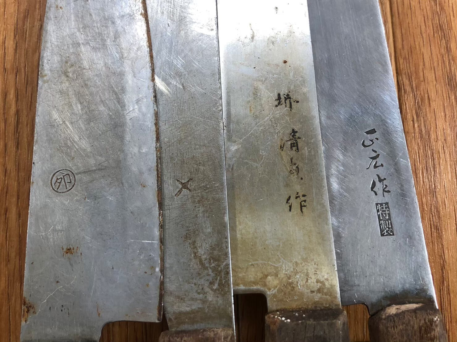 Damaged Lot of Japanese Chef's Kitchen Knives hocho set from Japan KB876