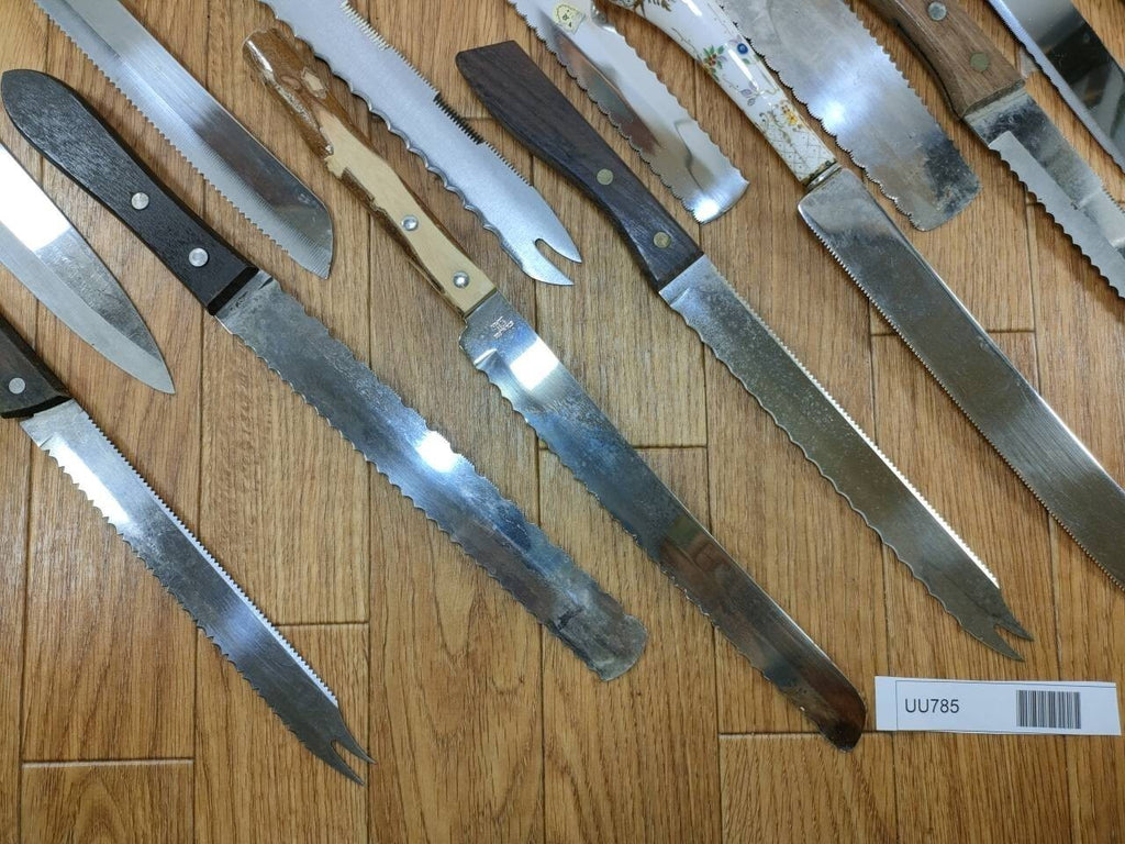 Damaged Lot of Japanese Chef's Kitchen Knives Bread set from Japan UU785
