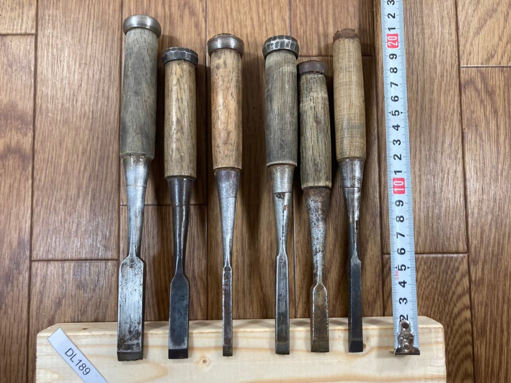 Japanese vintage chisel tataki Nomi Japan Signed Old 5.8.8.10.11.15mm DL189