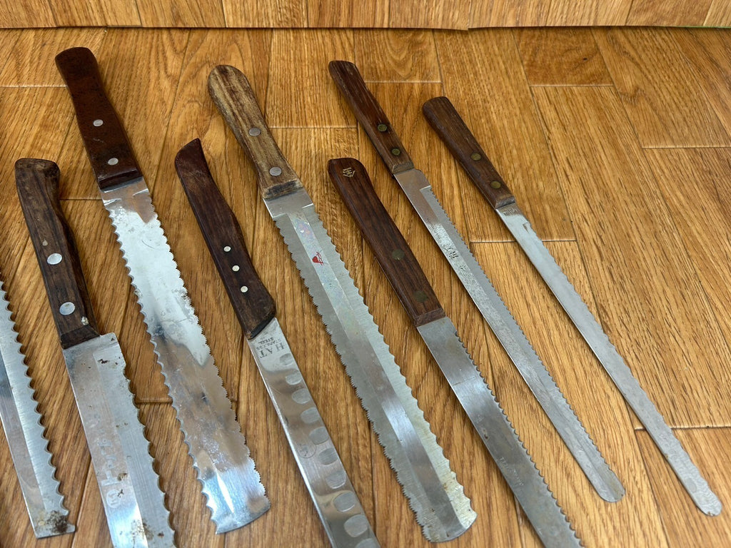 Damaged Lot of Japanese Chef's Kitchen Knives Bread set from Japan CA118