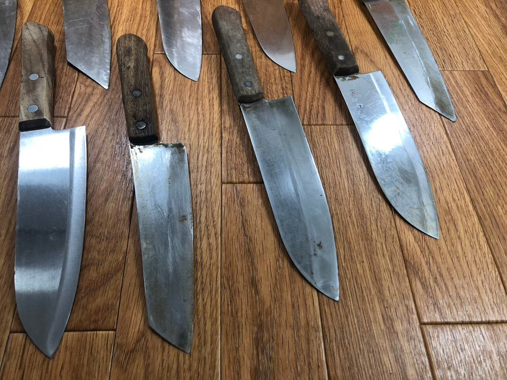 Damaged Lot of Japanese Chef's Kitchen Knives hocho set from Japan KB876