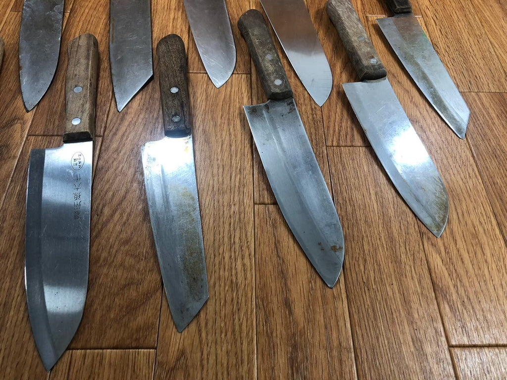 Damaged Lot of Japanese Chef's Kitchen Knives hocho set from Japan KB876