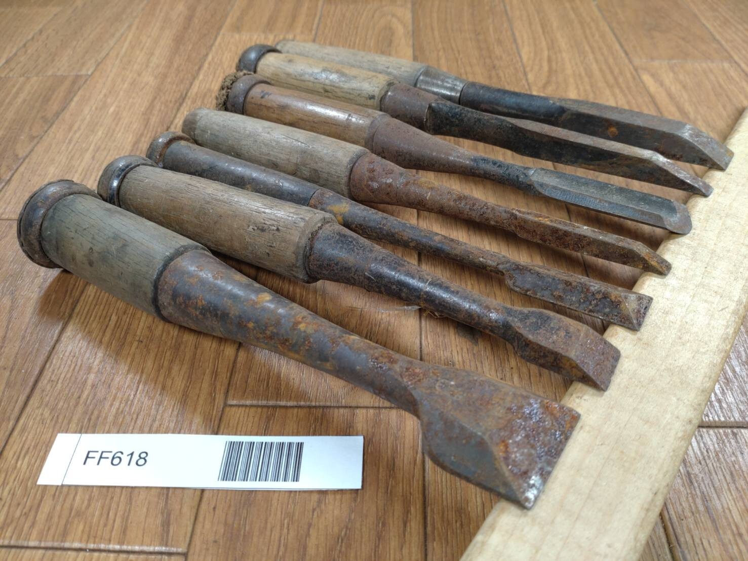 BROKEN DAMAGED Japanese vintage chisel Nomi 29.15.14.14.13.6.5mm FF618