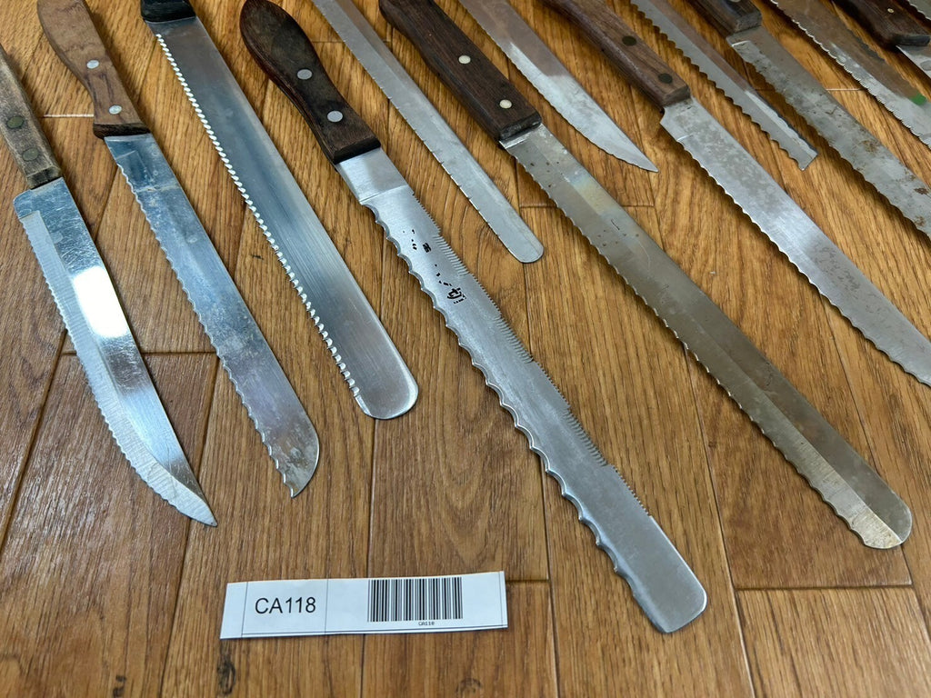 Damaged Lot of Japanese Chef's Kitchen Knives Bread set from Japan CA118