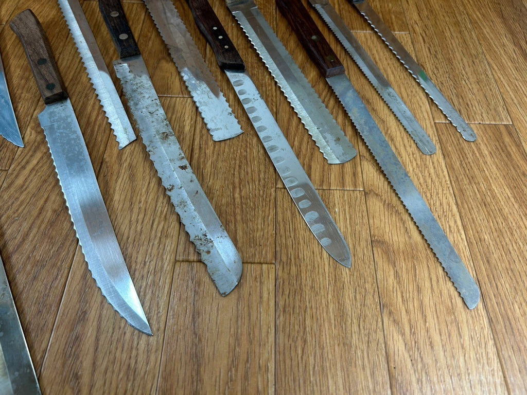 Damaged Lot of Japanese Chef's Kitchen Knives Bread set from Japan CA118