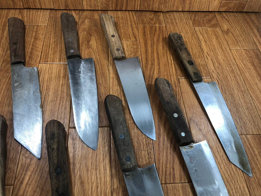 Damaged Lot of Japanese Chef's Kitchen Knives hocho set from Japan KB876