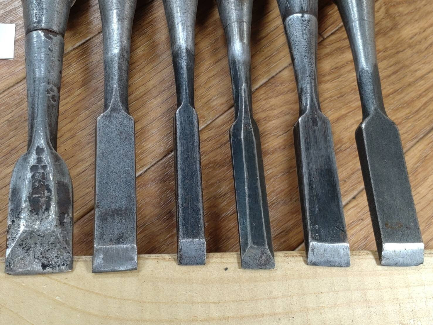 Japanese vintage chisel tataki Nomi Japan Signed Old 21.15.14.13.12.8mm GG343