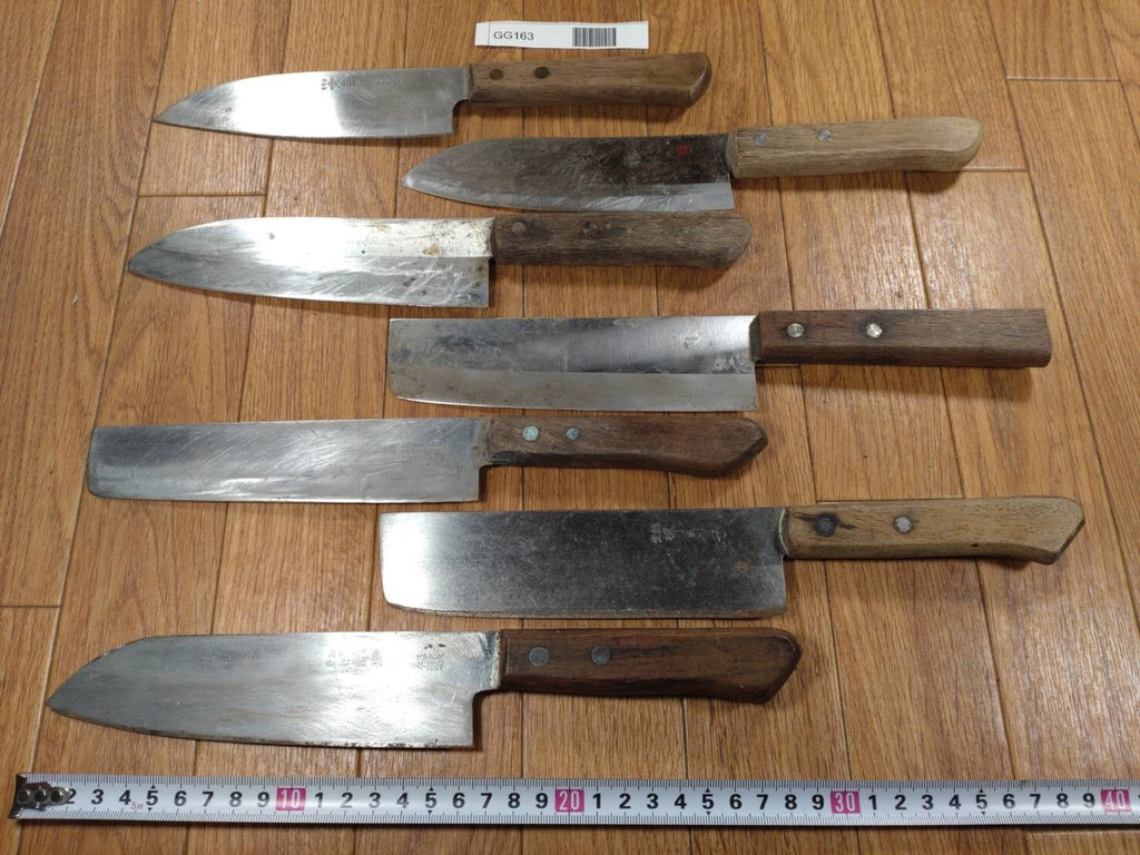 Damaged Lot of Japanese Chef's Kitchen Knives hocho set from Japan GG163