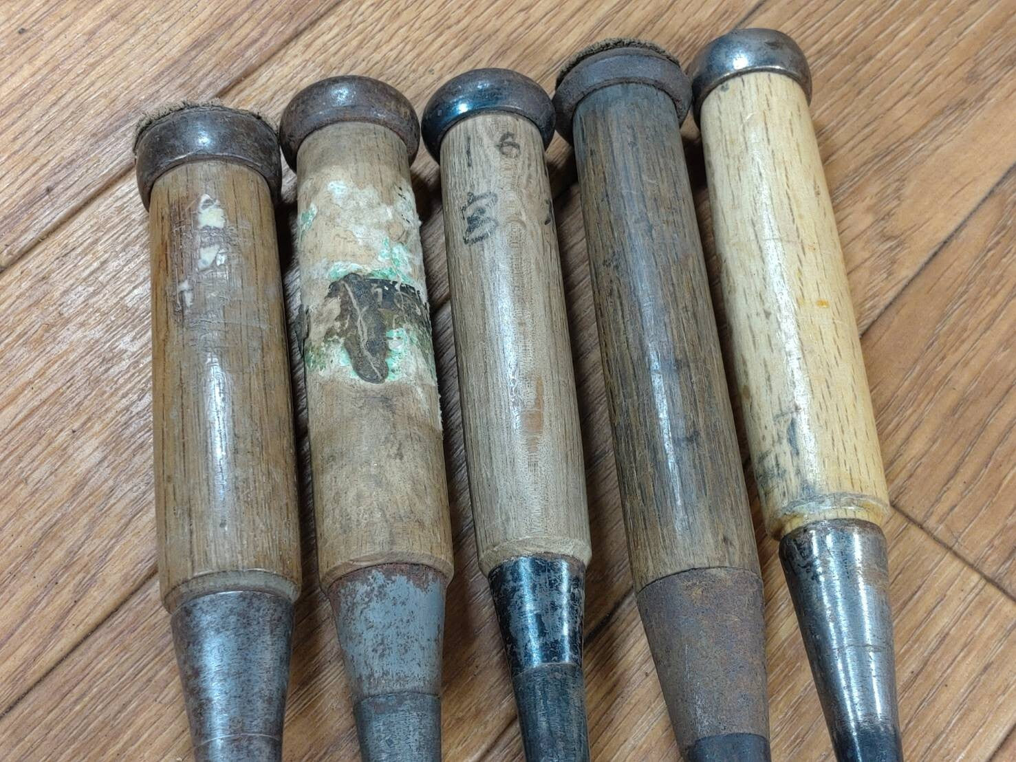 Japanese vintage chisel tataki Nomi Japan Signed Old 8.9.12.14.15mm FF573