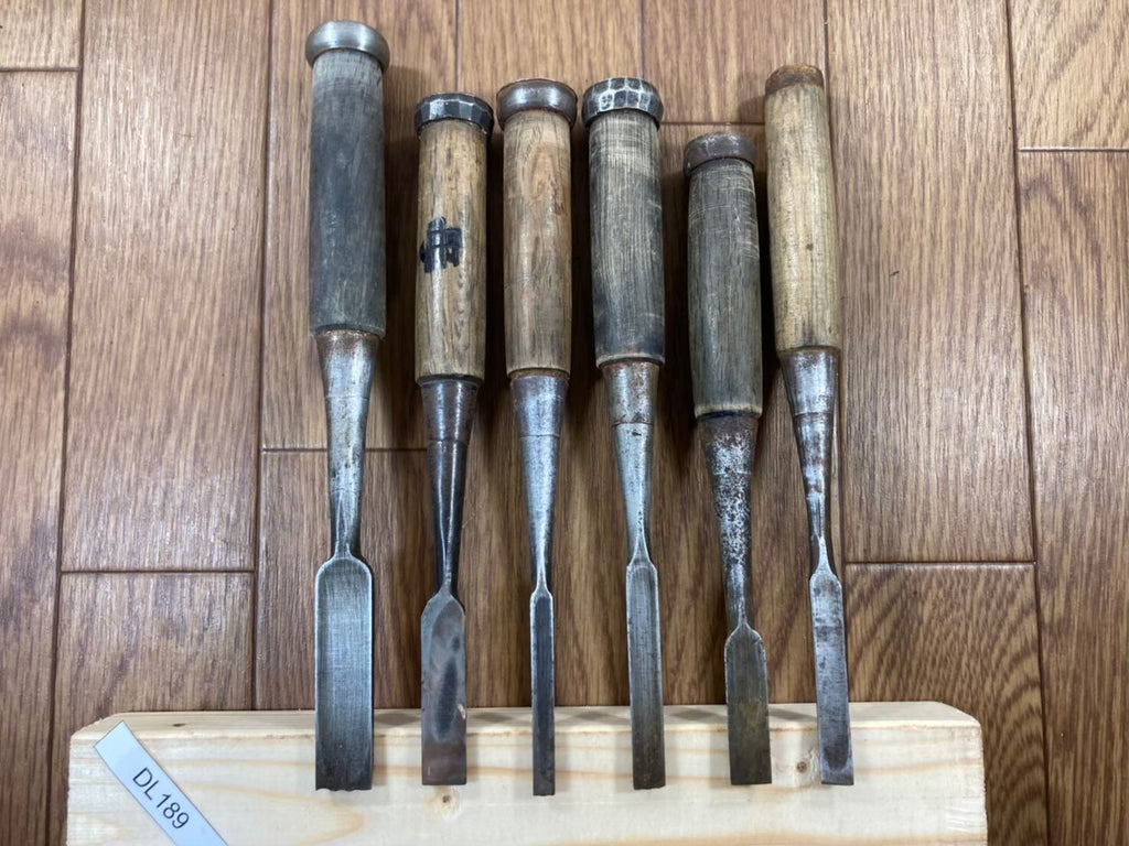 Japanese vintage chisel tataki Nomi Japan Signed Old 5.8.8.10.11.15mm DL189