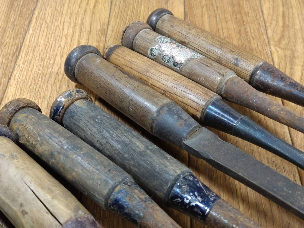 BROKEN DAMAGED Japanese vintage chisel Nomi 1.5.14.15.16.18.23.30.35mm HH297