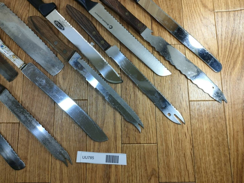 Damaged Lot of Japanese Chef's Kitchen Knives Bread set from Japan UU785