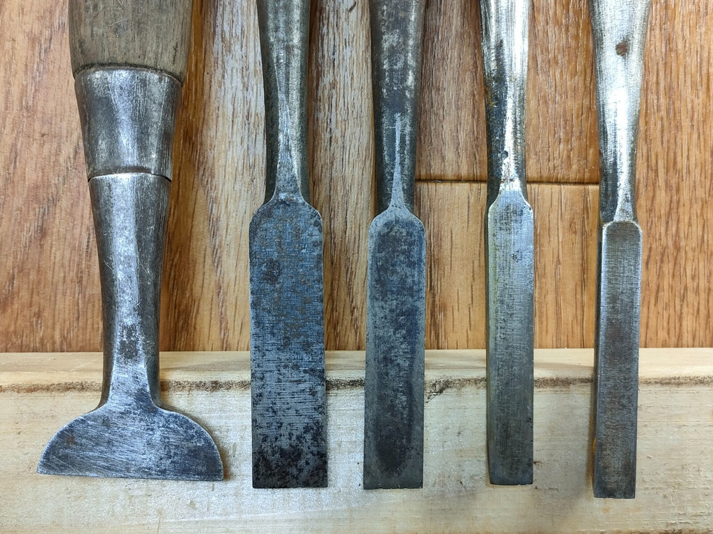 Japanese vintage chisel tataki Nomi Japan Signed Old 35.15.13.10.9mm UU052