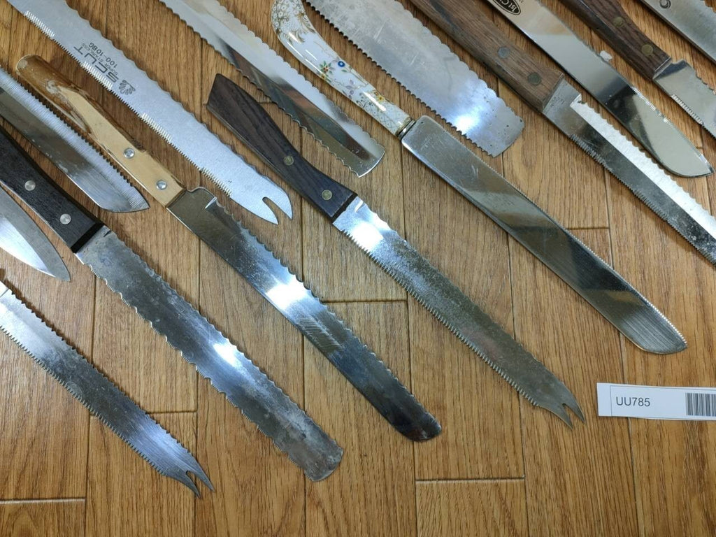 Damaged Lot of Japanese Chef's Kitchen Knives Bread set from Japan UU785