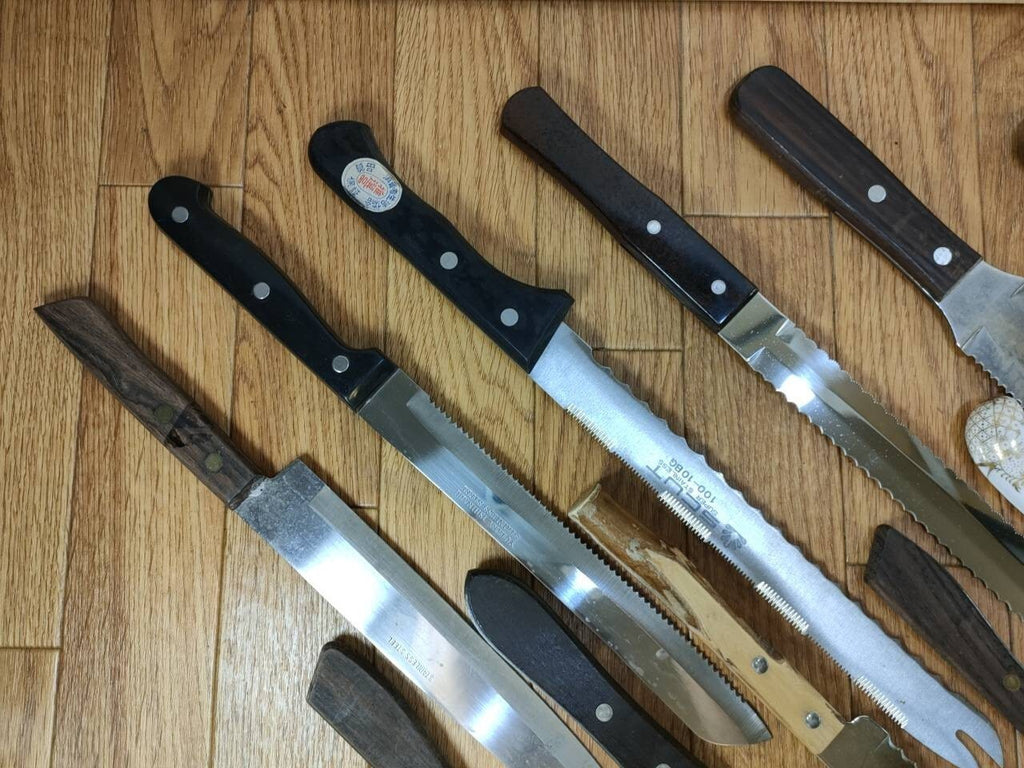 Damaged Lot of Japanese Chef's Kitchen Knives Bread set from Japan UU785