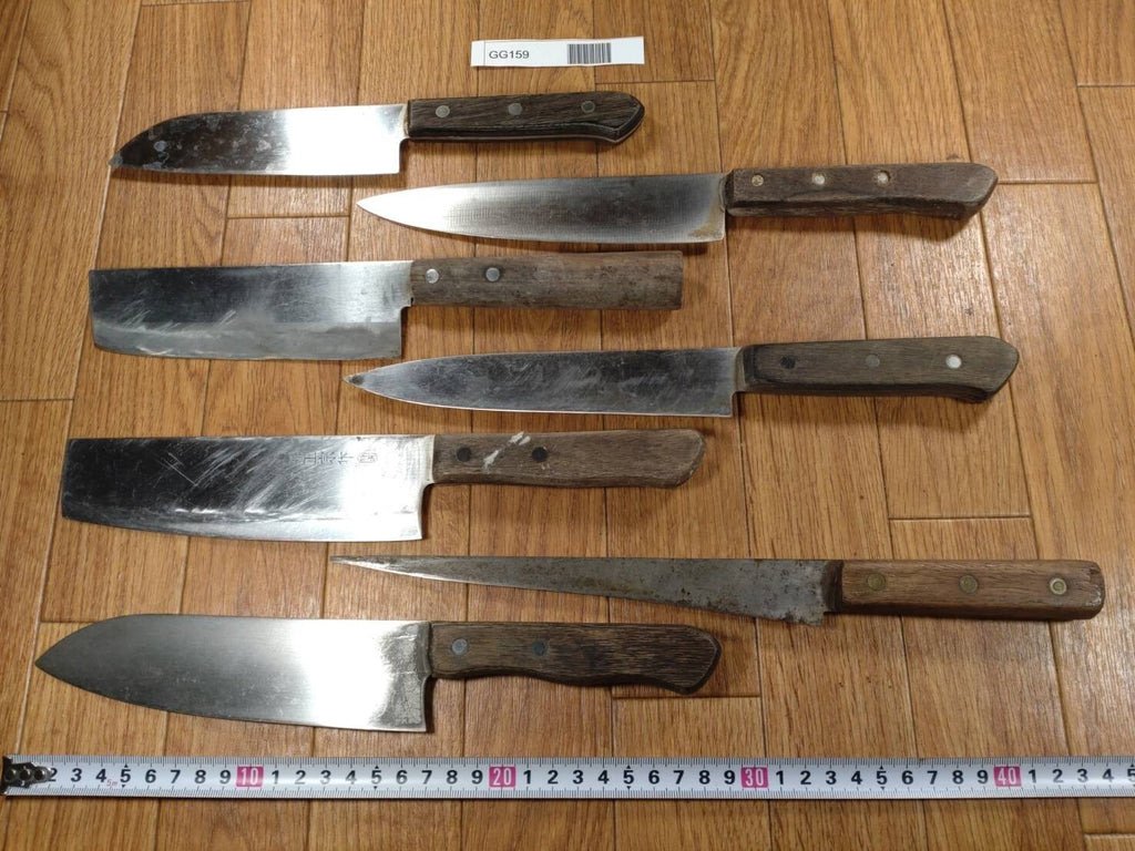 Damaged Lot of Japanese Chef's Kitchen Knives hocho set from Japan GG159