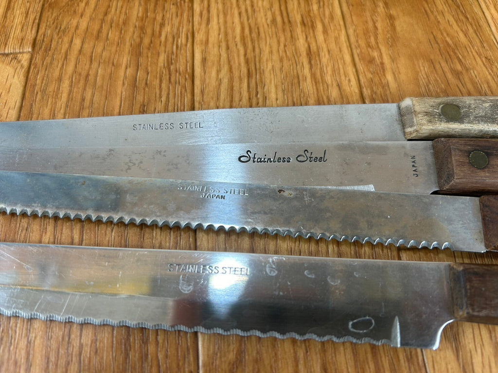 Damaged Lot of Japanese Chef's Kitchen Knives Bread set from Japan CA118