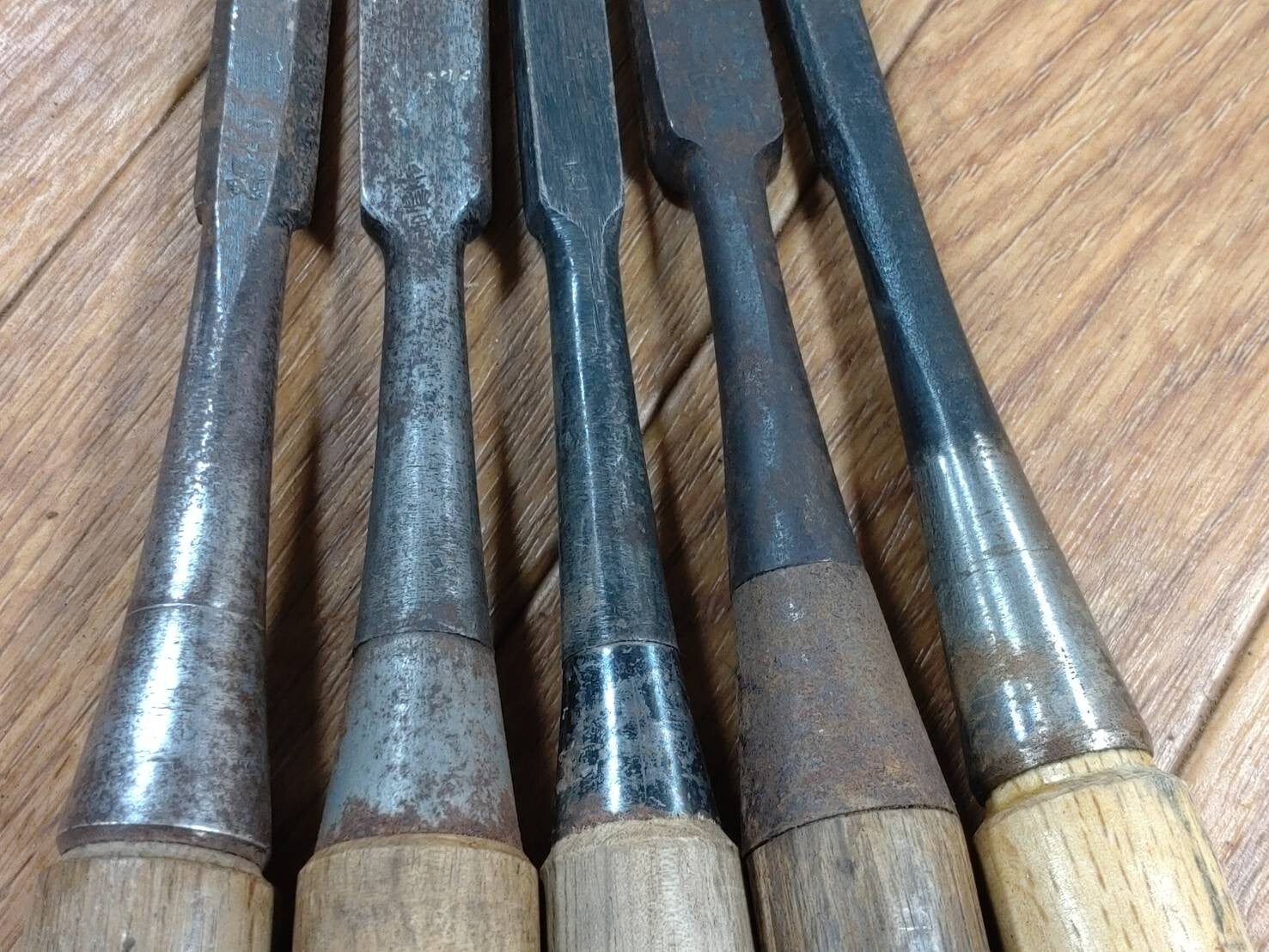 Japanese vintage chisel tataki Nomi Japan Signed Old 8.9.12.14.15mm FF573