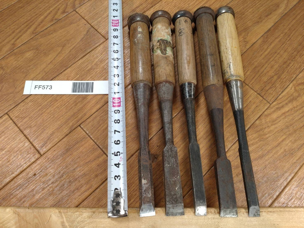 Japanese vintage chisel tataki Nomi Japan Signed Old 8.9.12.14.15mm FF573