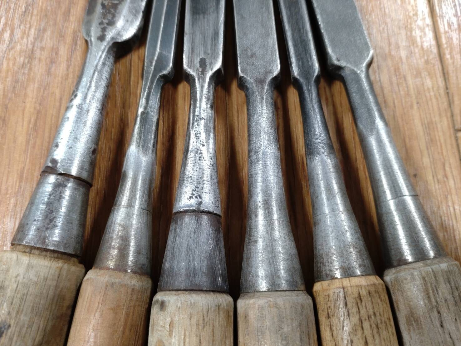 Japanese vintage chisel tataki Nomi Japan Signed Old 21.15.14.13.12.8mm GG343