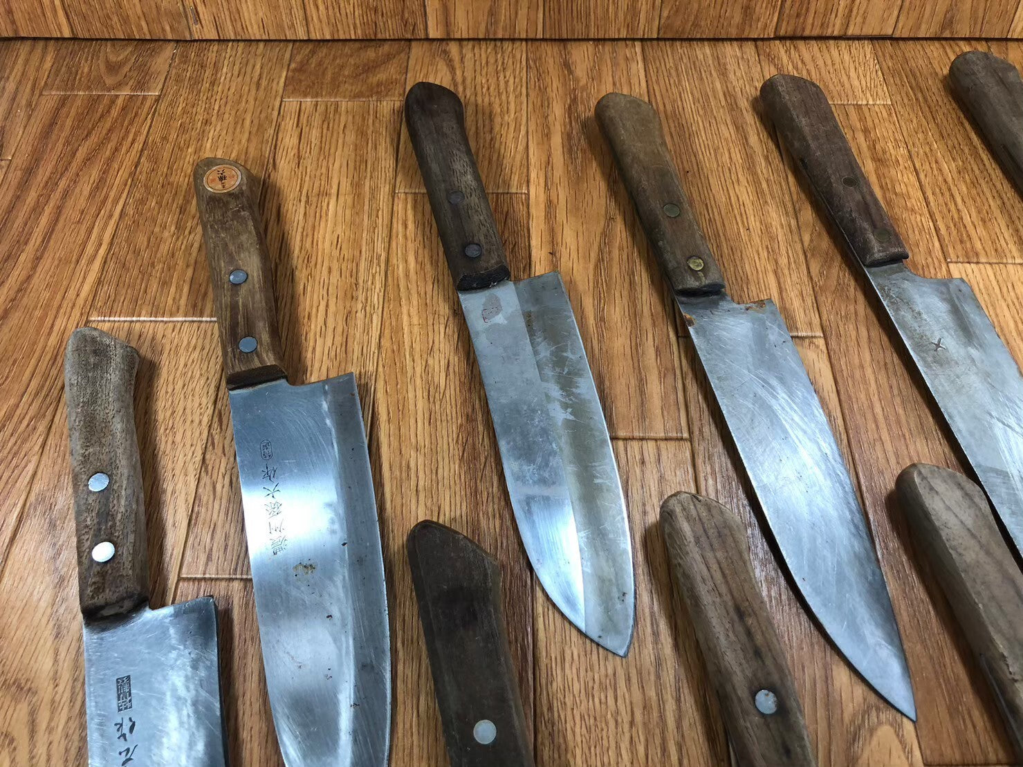 Damaged Lot of Japanese Chef's Kitchen Knives hocho set from Japan KB876