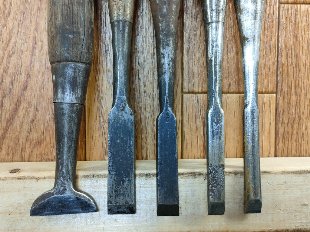 Japanese vintage chisel tataki Nomi Japan Signed Old 35.15.13.10.9mm UU052