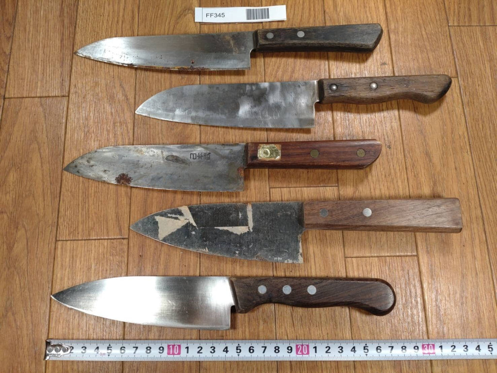 Damaged Lot of Japanese Chef's Kitchen Knives hocho set from Japan FF345