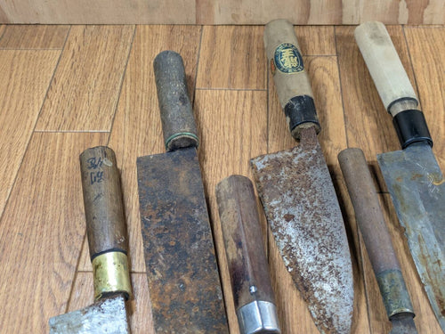 BROKEN DAMAGED Japanese Chef's Kitchen Knife Vintage Japan HOCHO JJ402