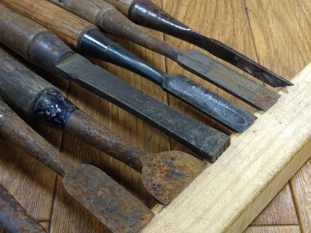 BROKEN DAMAGED Japanese vintage chisel Nomi 1.5.14.15.16.18.23.30.35mm HH297