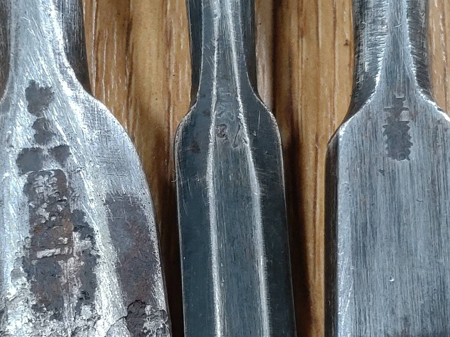 Japanese vintage chisel tataki Nomi Japan Signed Old 21.15.14.13.12.8mm GG343