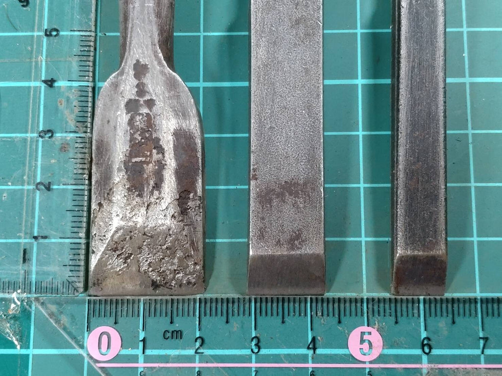 Japanese vintage chisel tataki Nomi Japan Signed Old 21.15.14.13.12.8mm GG343