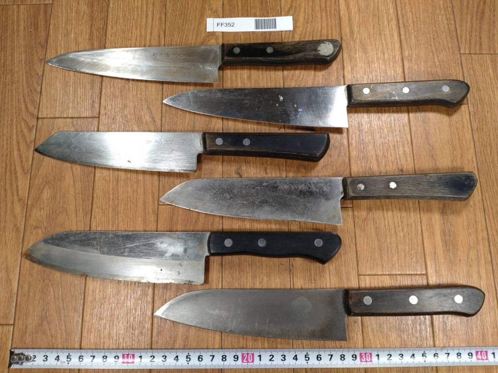 Damaged Lot of Japanese Chef's Kitchen Knives hocho set from Japan FF352