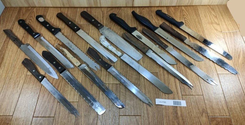 Damaged Lot of Japanese Chef's Kitchen Knives Bread set from Japan UU785