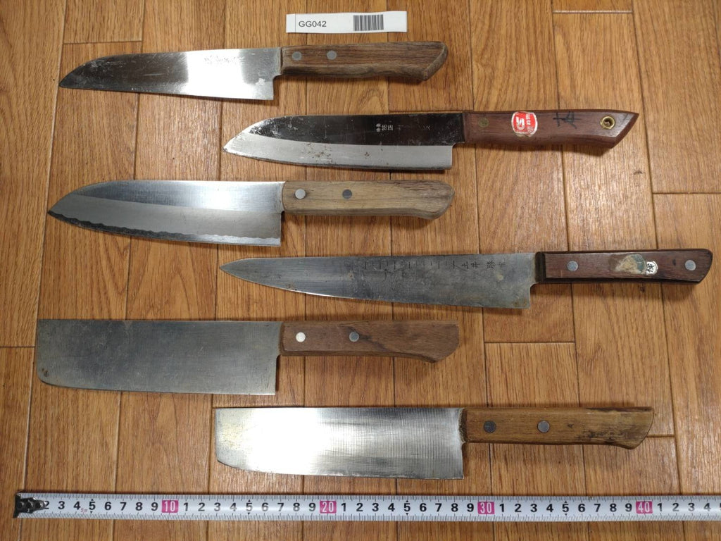 Damaged Lot of Japanese Chef's Kitchen Knives hocho set from Japan GG042