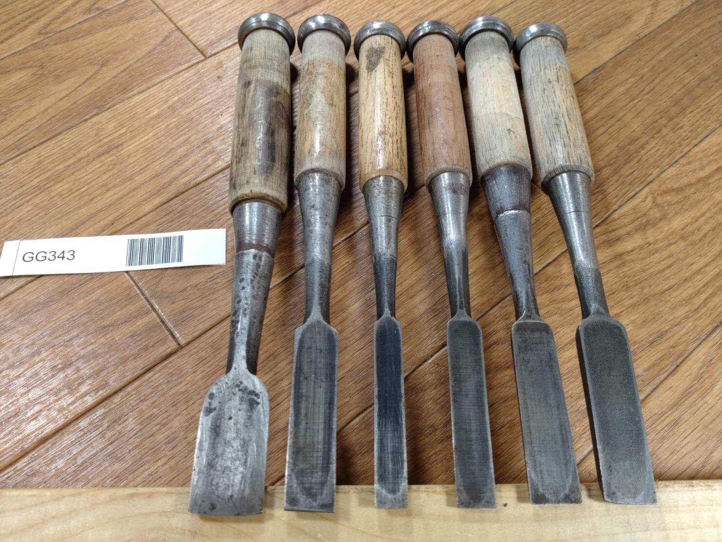 Japanese vintage chisel tataki Nomi Japan Signed Old 21.15.14.13.12.8mm GG343