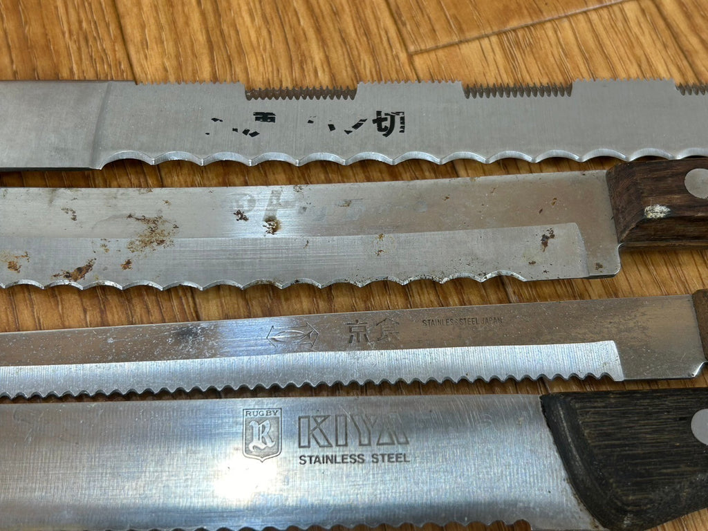 Damaged Lot of Japanese Chef's Kitchen Knives Bread set from Japan CA118