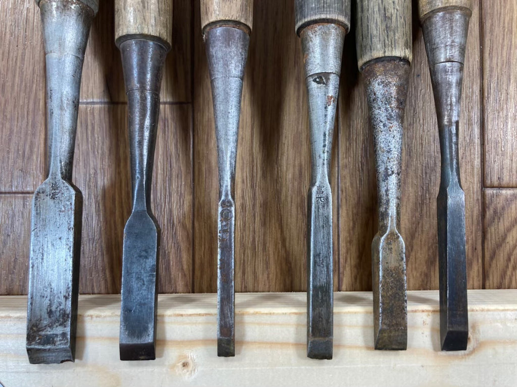 Japanese vintage chisel tataki Nomi Japan Signed Old 5.8.8.10.11.15mm DL189