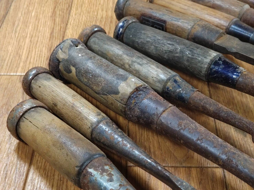 BROKEN DAMAGED Japanese vintage chisel Nomi 1.5.14.15.16.18.23.30.35mm HH297