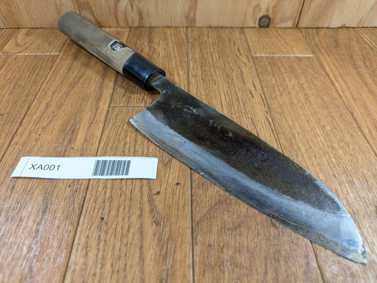 DAMAGED Japanese Chef's Kitchen Knife SANTOKU Vintage HAND MADE 160/310mm XA001