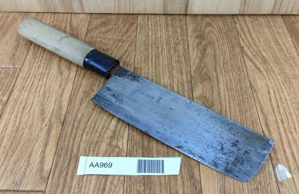 DAMAGED Japanese Chef's Kitchen Knife NAKIRI HAND MADE Vintage 166/298 AA969