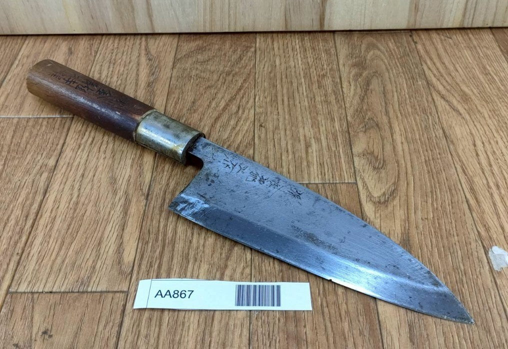 DAMAGED Japanese Chef's Kitchen Knife DEBA Vintage from Japan 168/317mm AA867