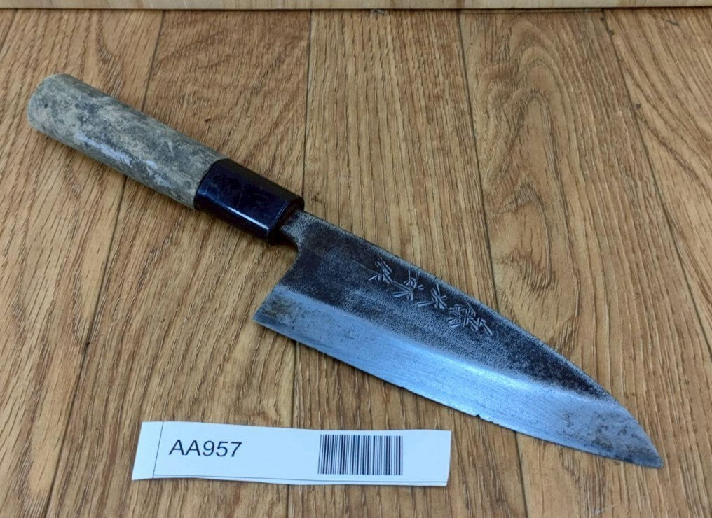 DAMAGED Japanese Chef's Kitchen Knife DEBA Vintage BLACK Japan 115/233mm AA957